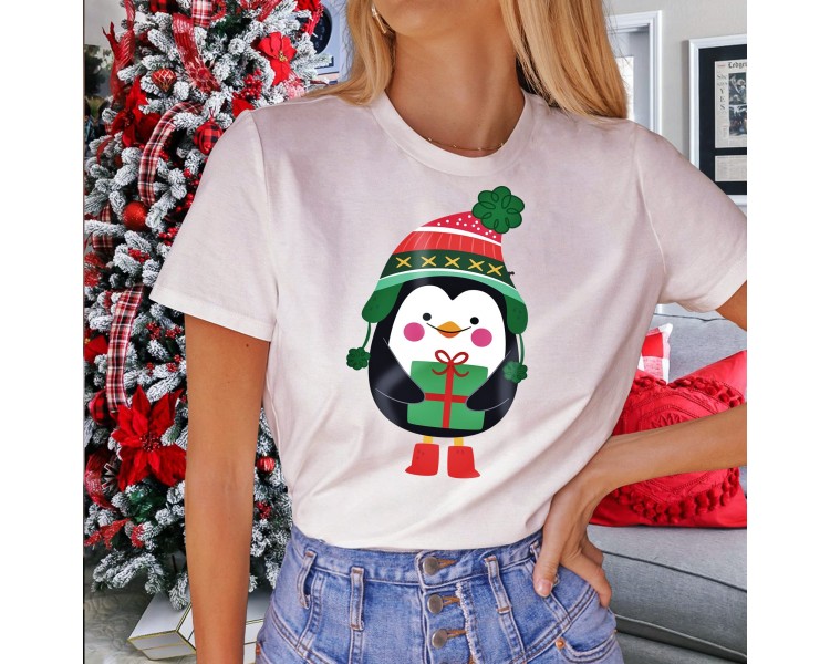 Tricou damă Crăciun - Pinguin