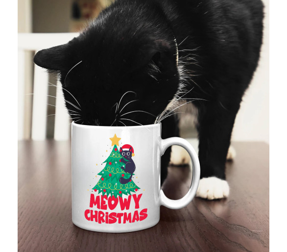 Cana cu imprimeu Meowy Christmas