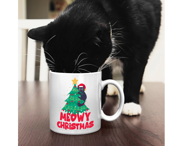 Cana cu imprimeu Meowy Christmas